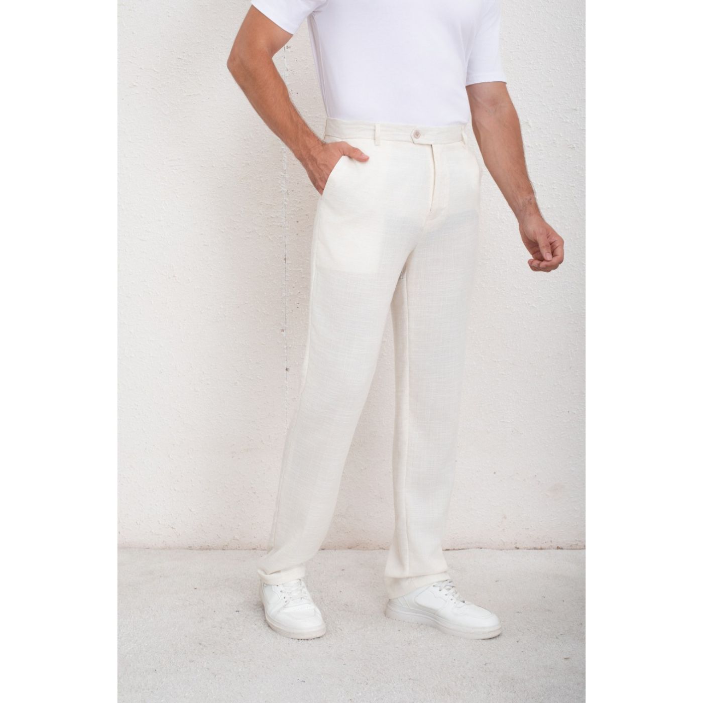 PANTALON CLASICO HOMBRE ALGODON CASUAL TIPO LINO LISO 6011 - 3