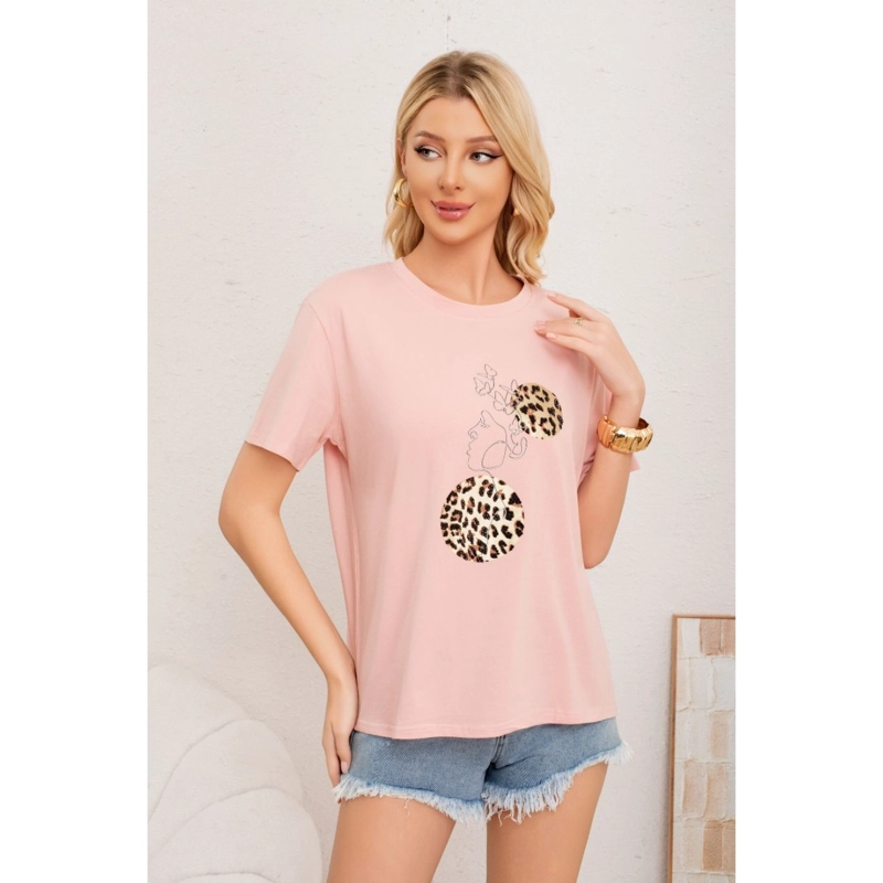 POLERA MUJER ALGODON MANGA CORTA OVERSIZE APLICACION 2012 - 1