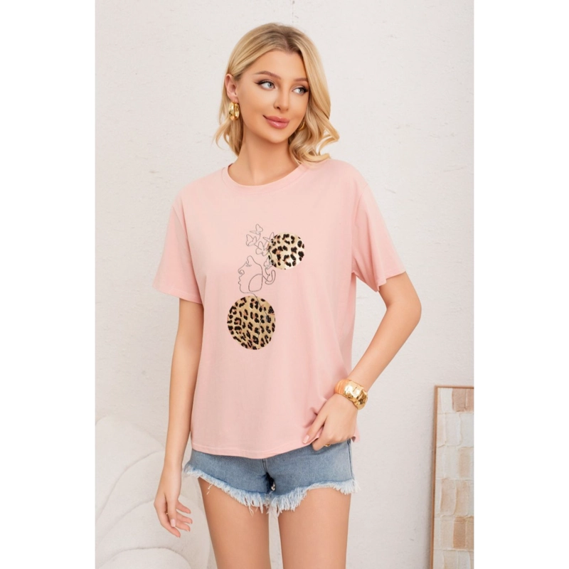 POLERA MUJER ALGODON MANGA CORTA OVERSIZE APLICACION 2012 - 2