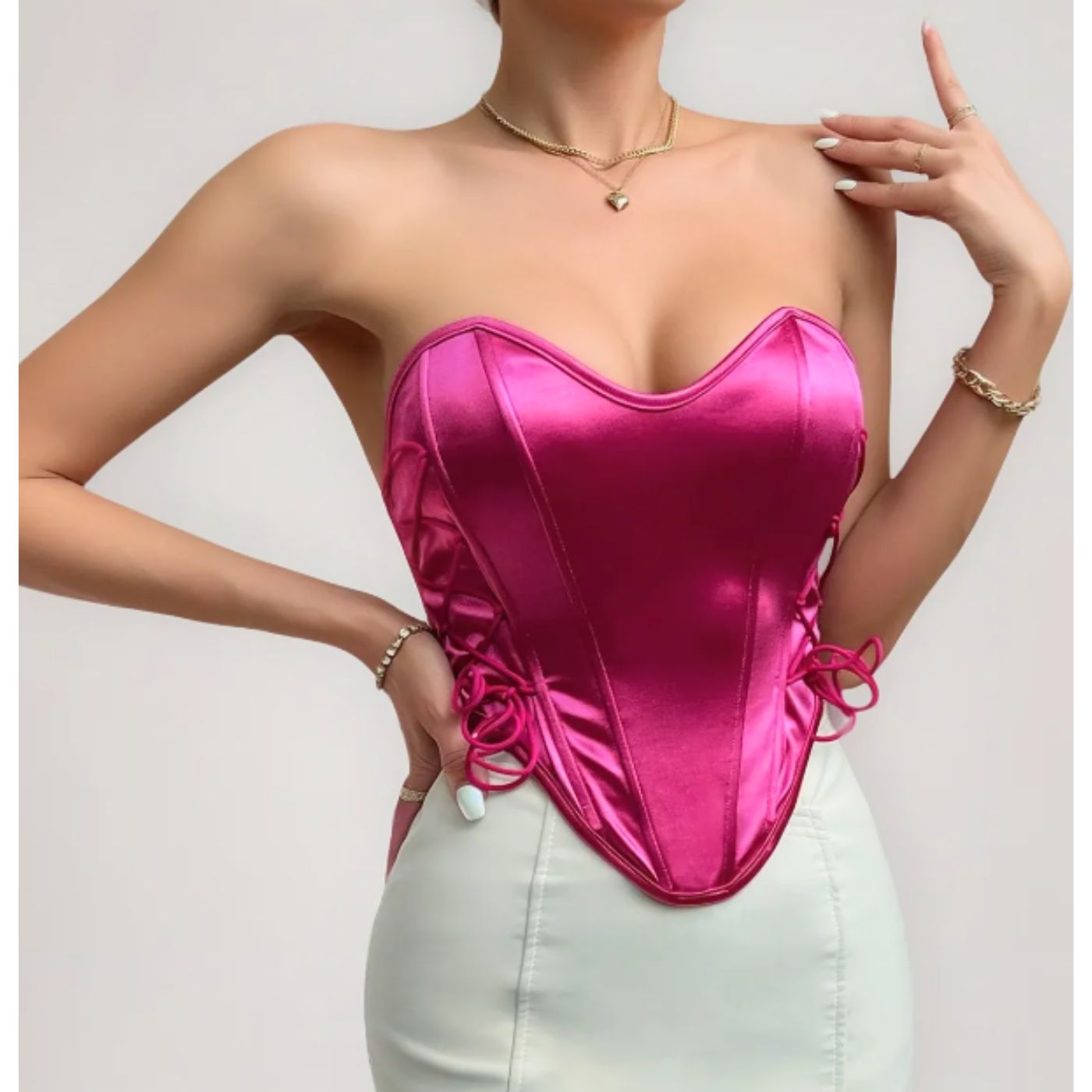 TOP STRAPLESS MUJER CORSE T SUJETADOR SATIN MODA 9005 - 1
