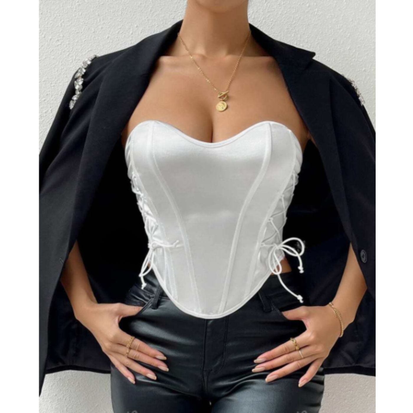 TOP STRAPLESS MUJER CORSE T SUJETADOR SATIN MODA 9005 - 2