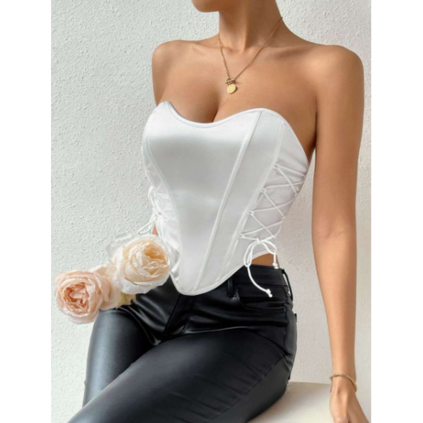 TOP STRAPLESS MUJER CORSE T SUJETADOR SATIN MODA 9005 - 3