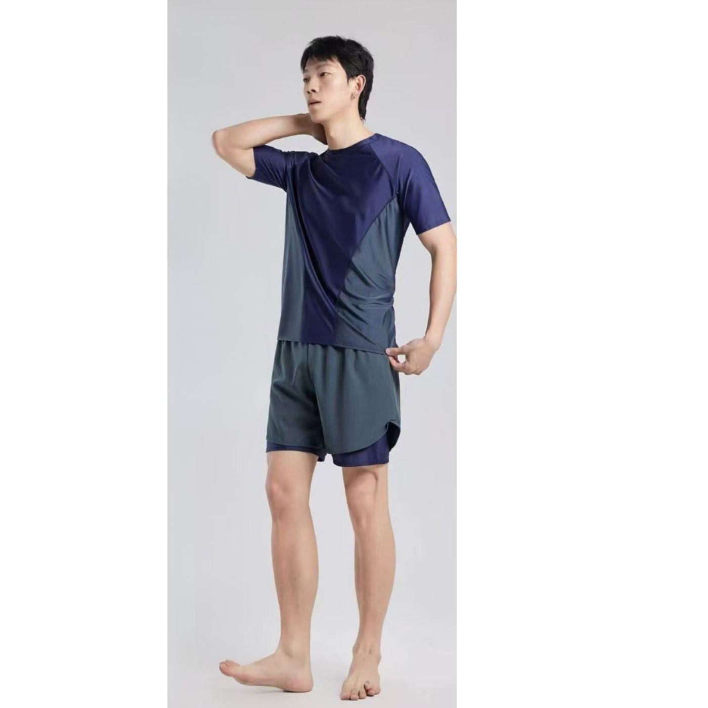 CONJUNTO DE BAÑO HOMBRE SHORT POLERA Y GORRO SECADO RAPIDO 8001 - 1