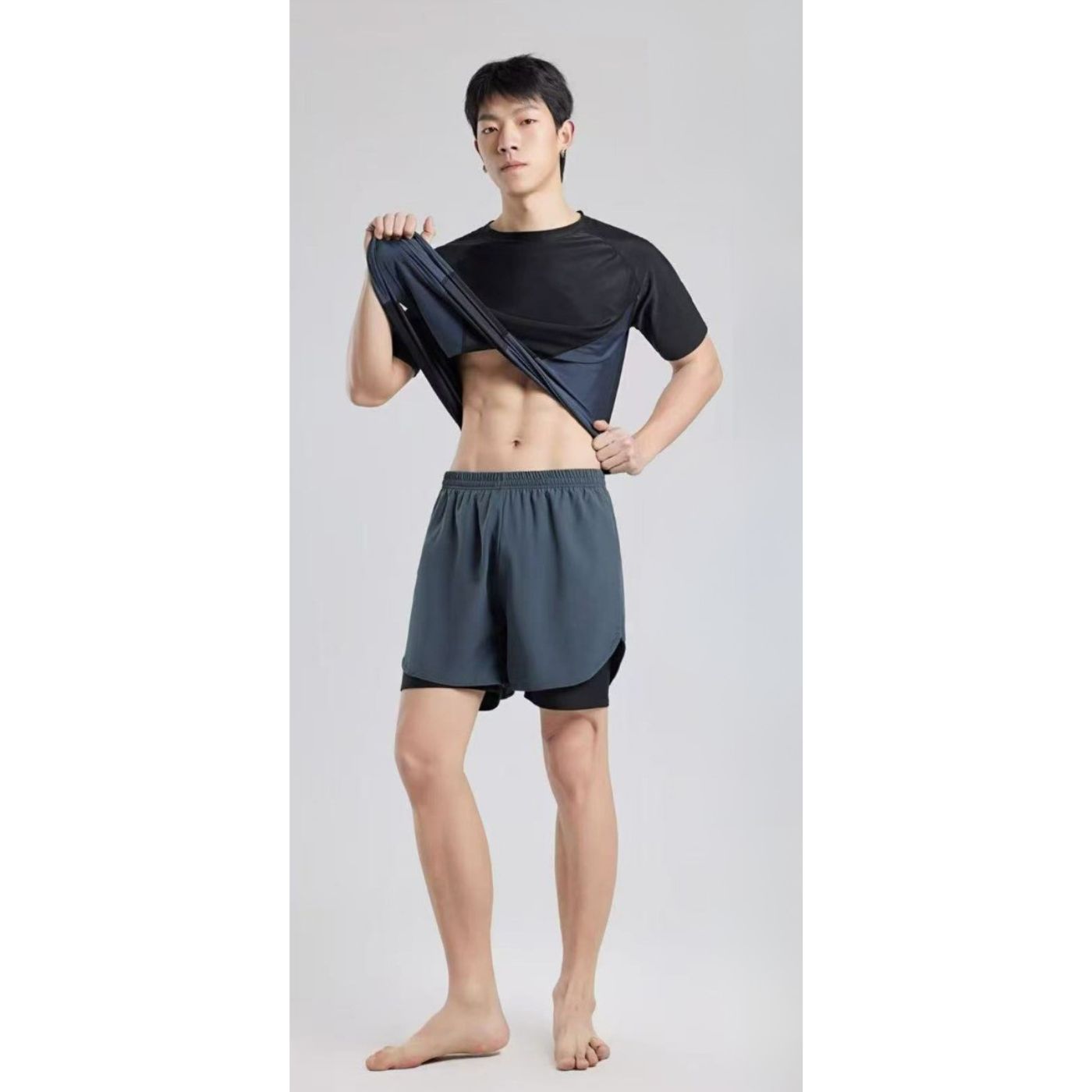 CONJUNTO DE BAÑO HOMBRE SHORT POLERA Y GORRO SECADO RAPIDO 8001 - 1