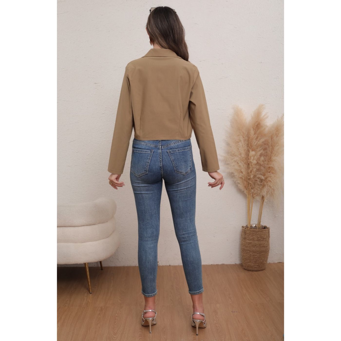 BLAZER CORTO MUJER ALGODON UNICOLOR SOLAPA CASUAL TRABAJO 0080 - 3