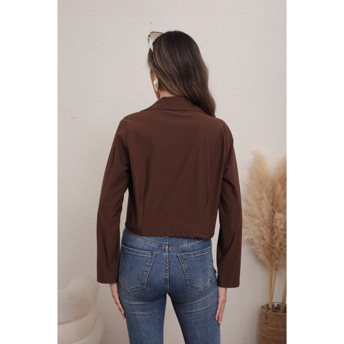 BLAZER CORTO MUJER ALGODON UNICOLOR SOLAPA CASUAL TRABAJO 0080 - 4