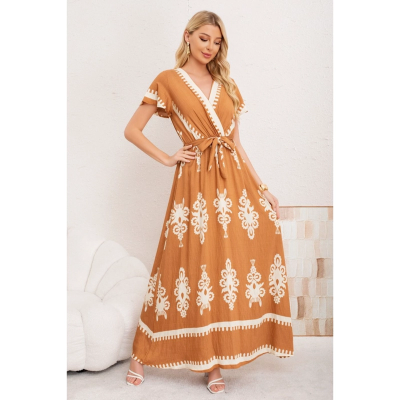 MAXI VESTIDO LARGO MUJER CRUZADO ESTAMPADO CASUAL EVENTOS 3383 - 1