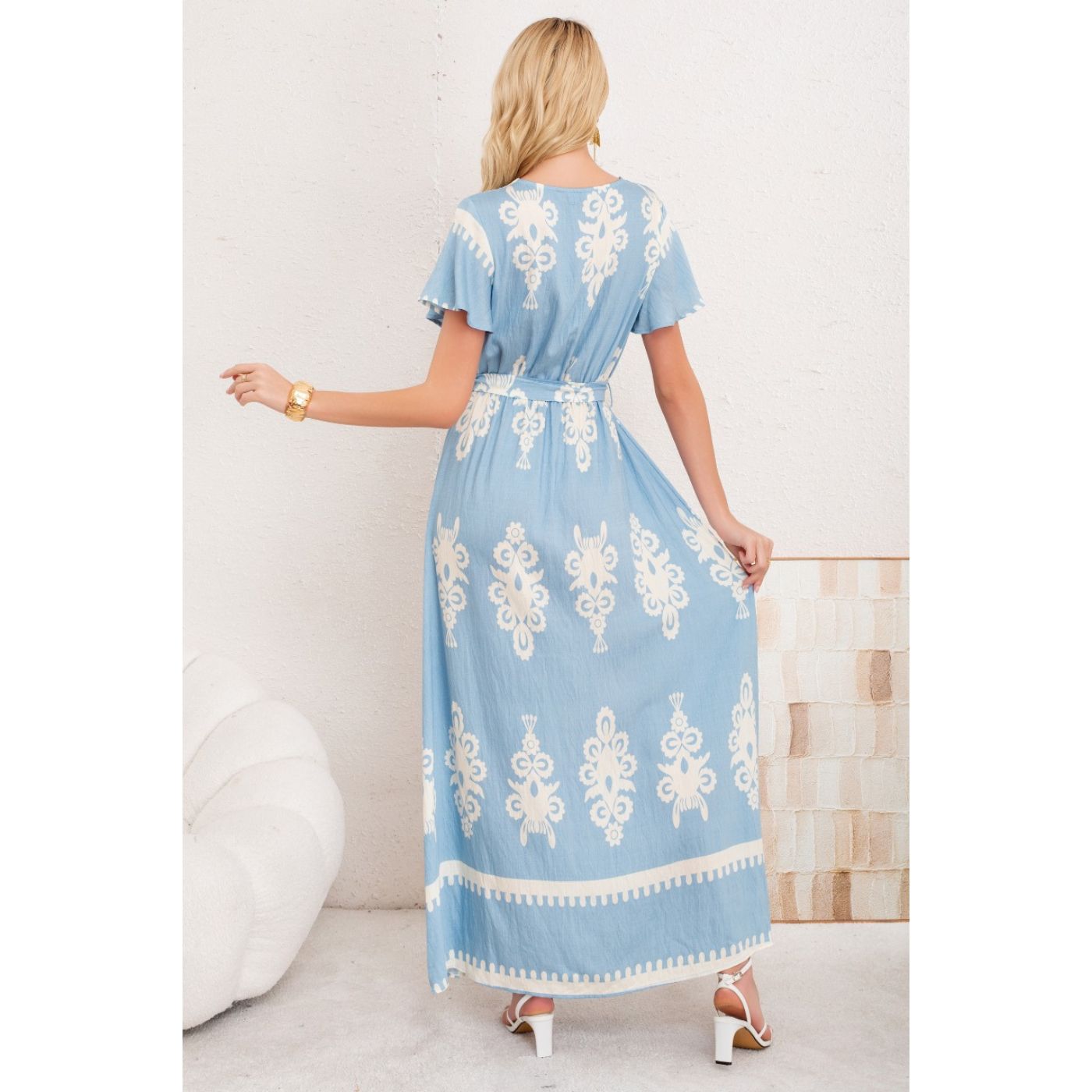 MAXI VESTIDO LARGO MUJER CRUZADO ESTAMPADO CASUAL EVENTOS 3383 - 2