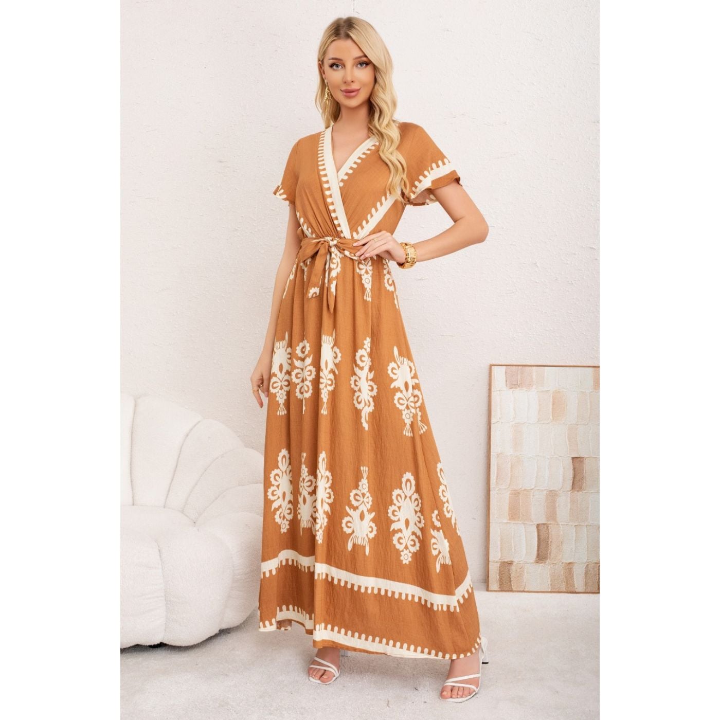 MAXI VESTIDO LARGO MUJER CRUZADO ESTAMPADO CASUAL EVENTOS 3383 - 2