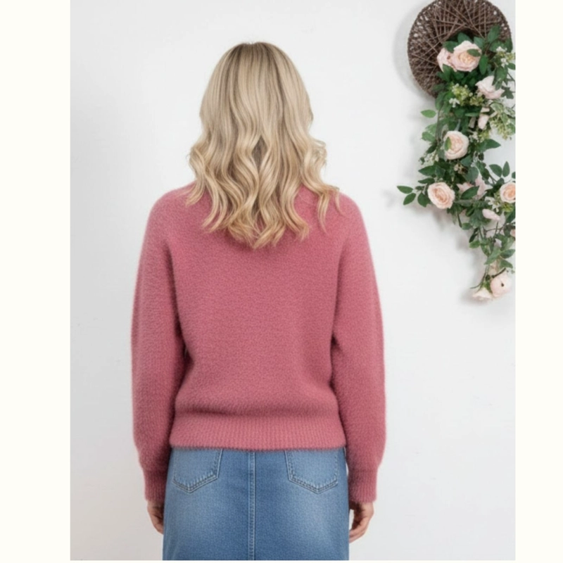 SWEATER MUJER CARDIGAN AFELPADO CUELLO REDONDO BOTONES COLORES A1615 - 3