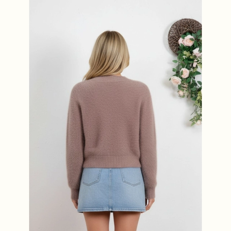 SWEATER MUJER CARDIGAN AFELPADO CUELLO REDONDO BOTONES COLORES A1615 - 3