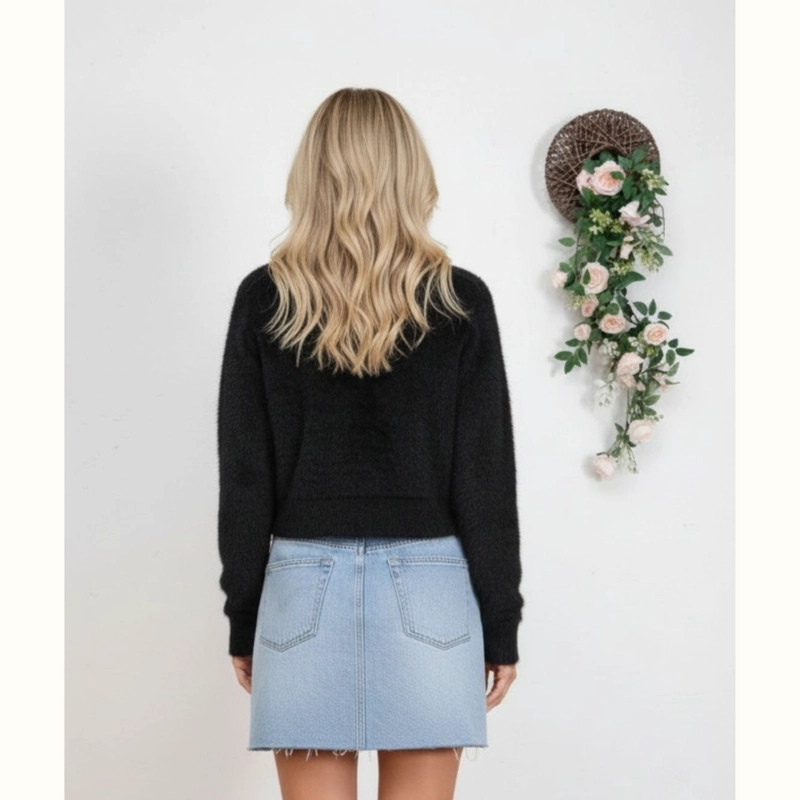 SWEATER MUJER CARDIGAN AFELPADO CUELLO REDONDO BOTONES COLORES A1615 - 3