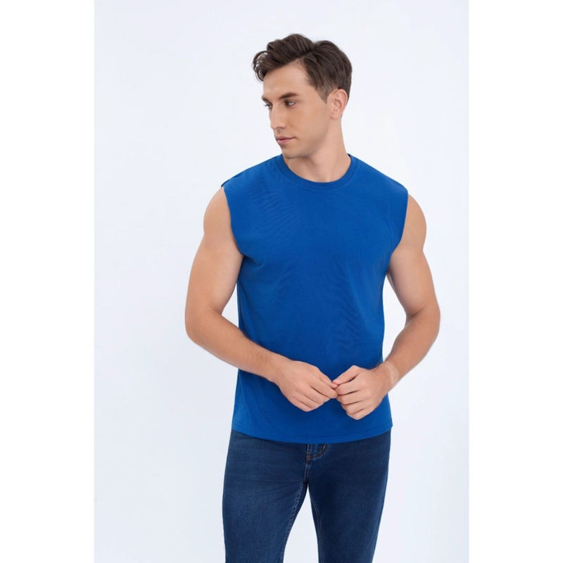 POLERA MUSCULOSA HOMBRE SIN MANGAS LISA COLORES 7602 Azul S