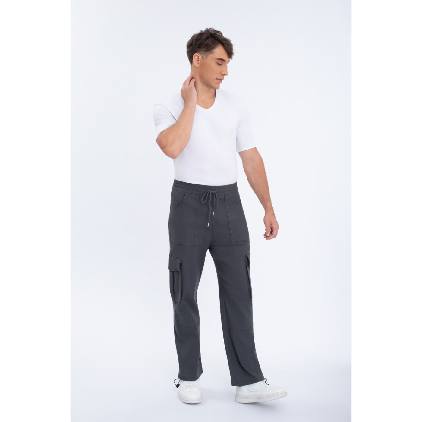 PANTALON HOMBRE ELASTICADO RECTO PUÑO AJUSTABLE CARGO 5001 - 1