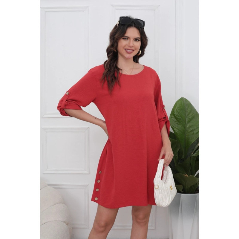 VESTIDO CORTO BLUSON ALGODON MUJER MANGA LARGA CASUAL 0071 - 4