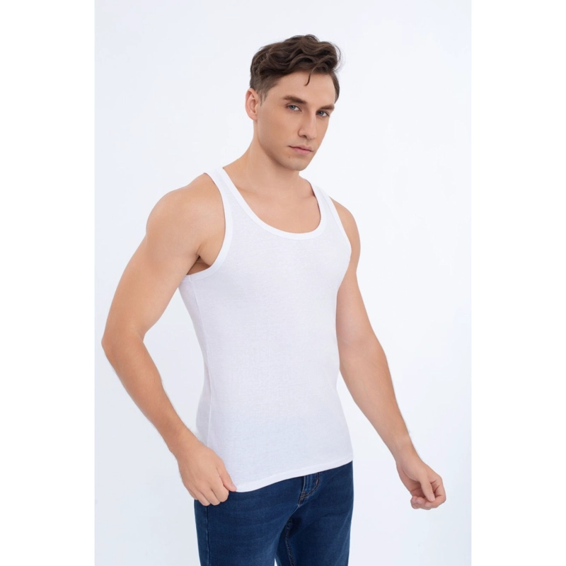 CAMISETA HOMBRE ELASTICADA SIN MANGA ACANALADA ALGODON 7610 - 3