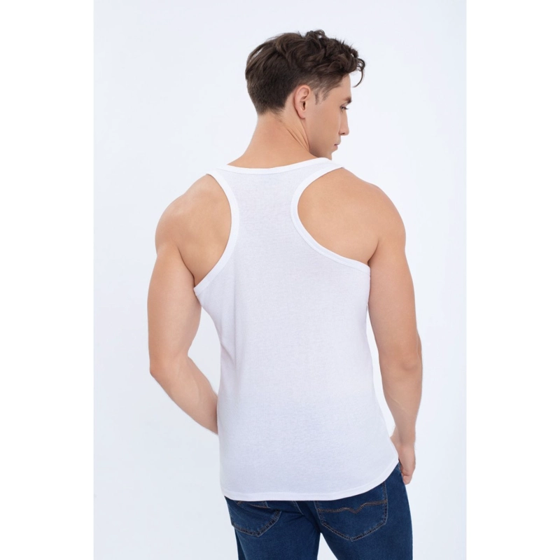 CAMISETA HOMBRE ELASTICADA SIN MANGA ACANALADA ALGODON 7610 - 4