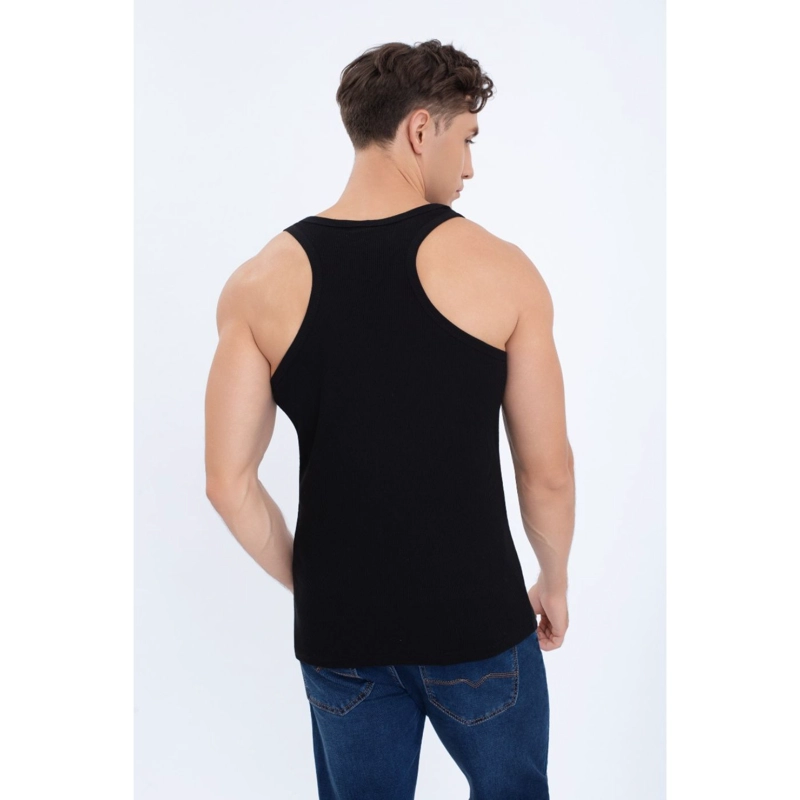 CAMISETA HOMBRE ELASTICADA SIN MANGA ACANALADA ALGODON 7610 - 4