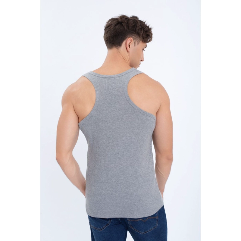 CAMISETA HOMBRE ELASTICADA SIN MANGA ACANALADA ALGODON 7610 - 4
