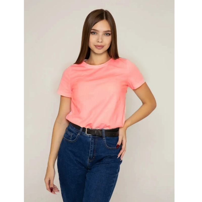 POLERA MANGA CORTA ALGODON MUJER LISA BASIC - 1