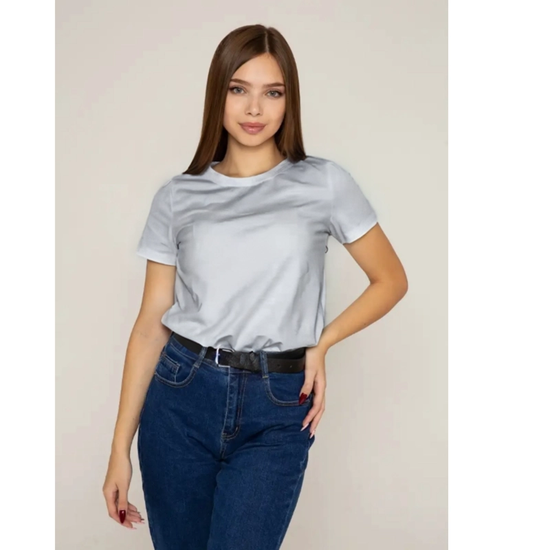 POLERA MANGA CORTA ALGODON MUJER LISA BASIC - 1