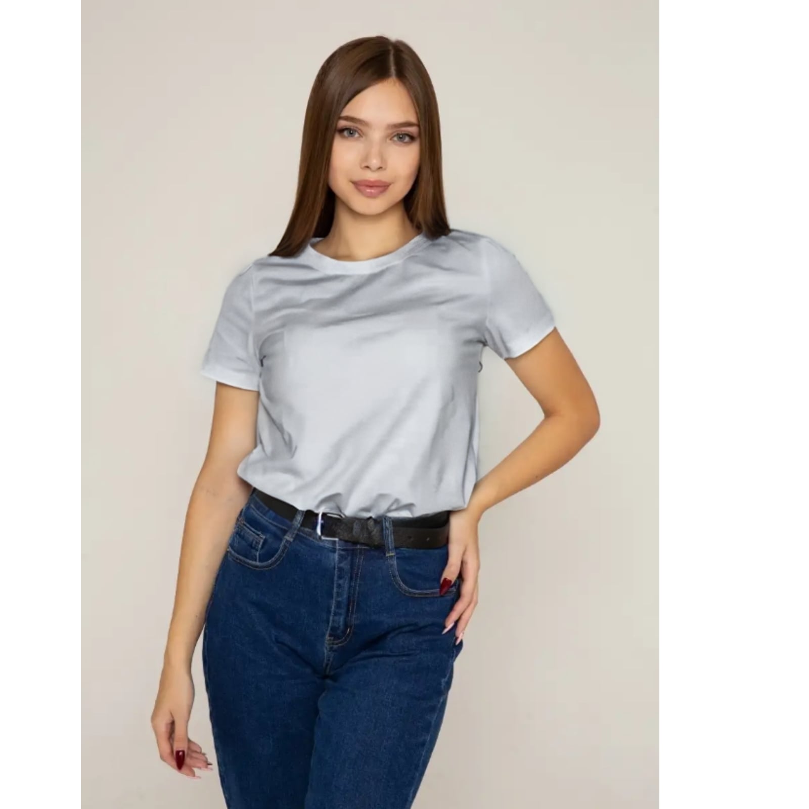 POLERA MANGA CORTA ALGODON MUJER LISA BASIC - 1