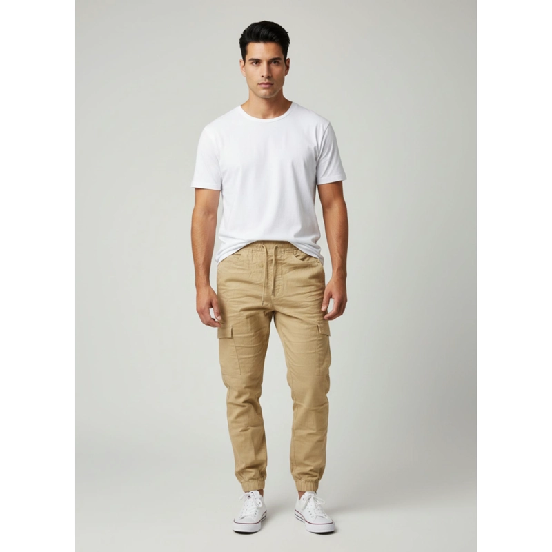 Pantalon Hombre Juvenil Ajustable Elasticado Con Puño Bolsillos Cargo A501 - 1