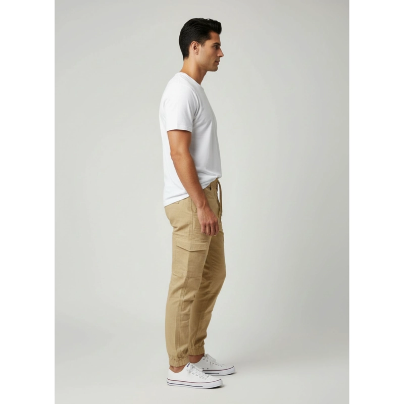 Pantalon Hombre Juvenil Ajustable Elasticado Con Puño Bolsillos Cargo A501 - 2