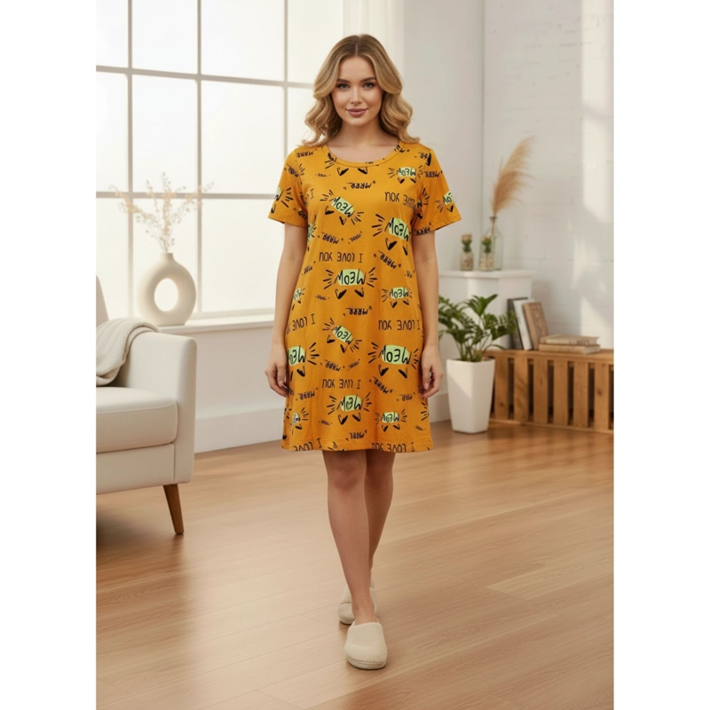 PACK 2 CAMISA DE DORMIR MUJER JUVENIL VERANO MANGA CORTA GATITO A783 - 1