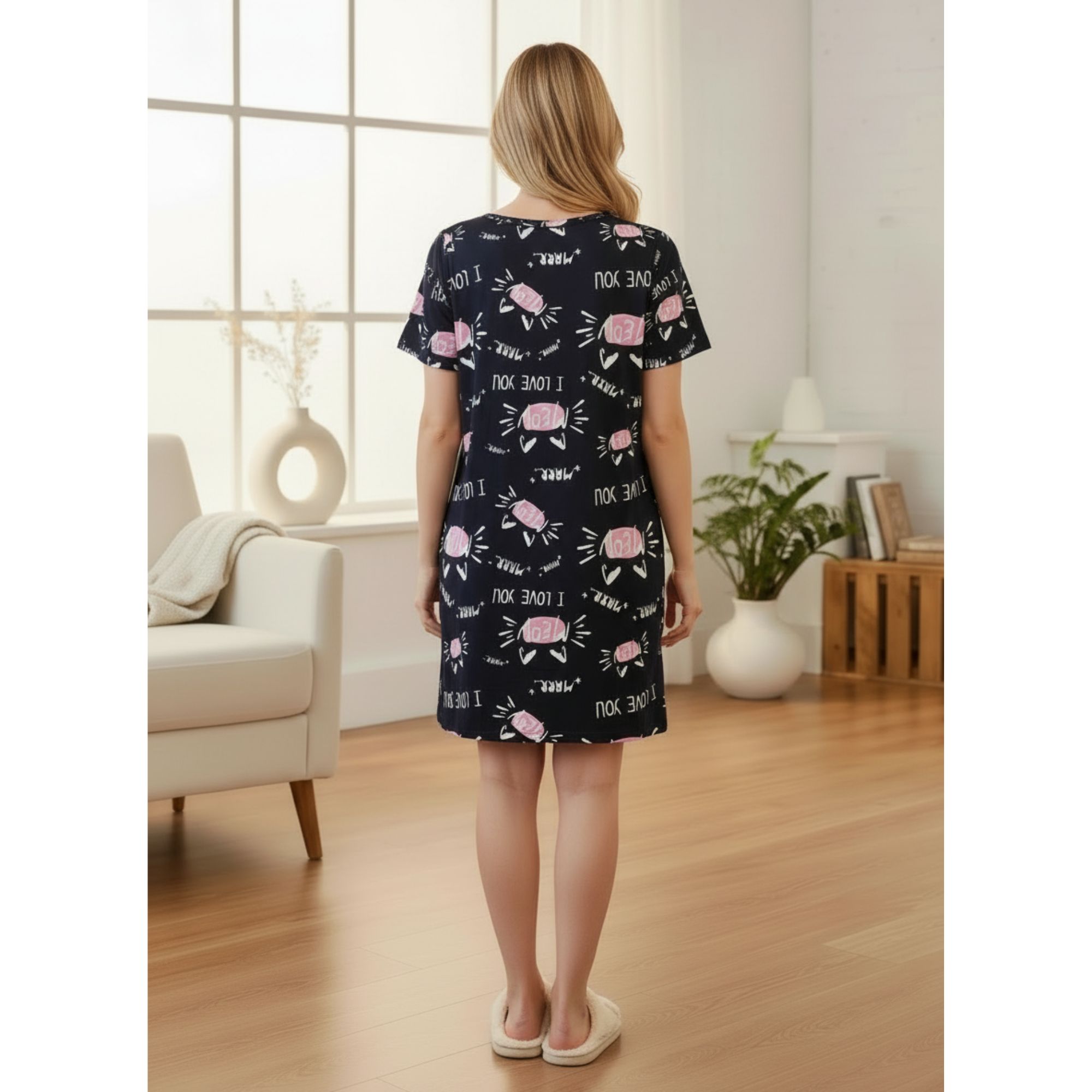 PACK 2 CAMISA DE DORMIR MUJER JUVENIL VERANO MANGA CORTA GATITO A783 - 2