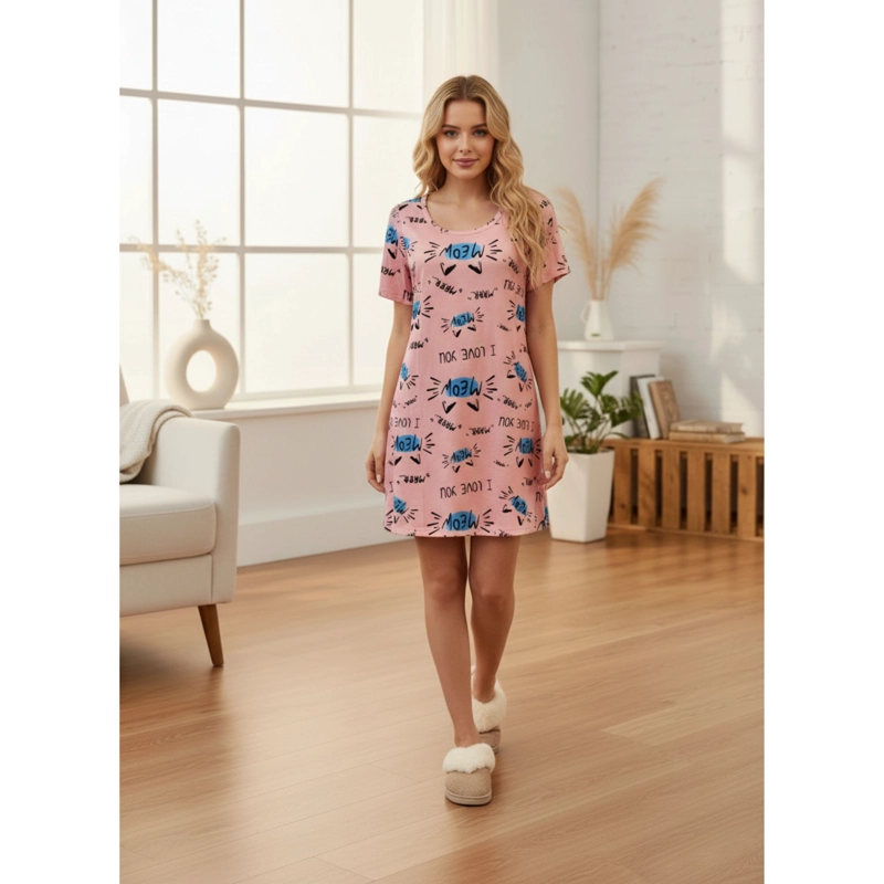 PACK 2 CAMISA DE DORMIR MUJER JUVENIL VERANO MANGA CORTA GATITO A783 - 3