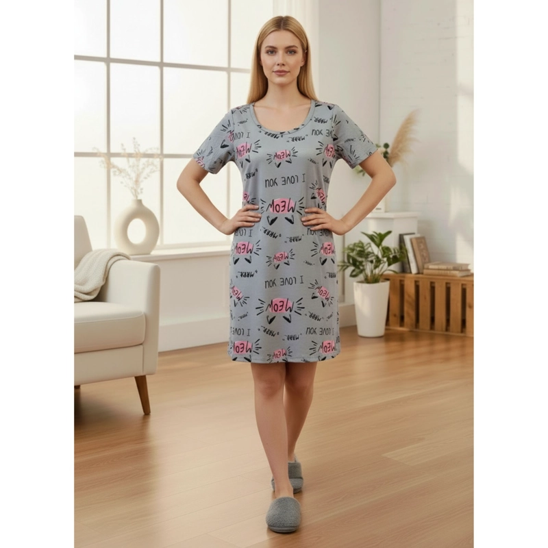 PACK 2 CAMISA DE DORMIR MUJER JUVENIL VERANO MANGA CORTA GATITO A783 - 3