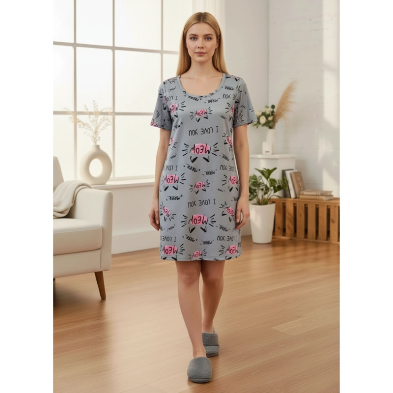 PACK 2 CAMISA DE DORMIR MUJER JUVENIL VERANO MANGA CORTA GATITO A783 - 4