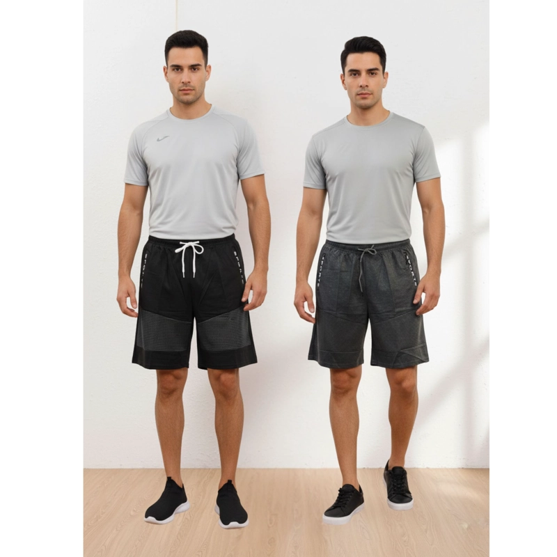 PACK 2 SHORT BERMUDA DEPORTIVO LISO HOMBRE BOLSILLOS CIERRE A559 - 1