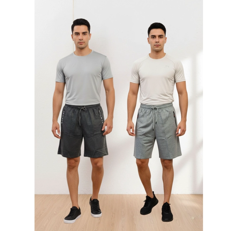 PACK 2 SHORT BERMUDA DEPORTIVO LISO HOMBRE BOLSILLOS CIERRE A559 - 1