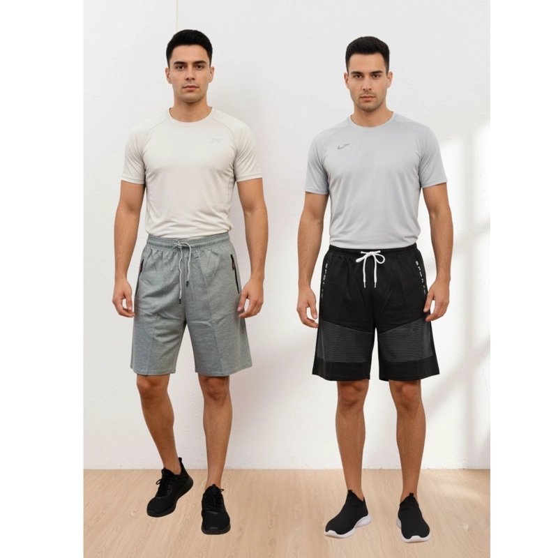 PACK 2 SHORT BERMUDA DEPORTIVO LISO HOMBRE BOLSILLOS CIERRE A559 - 1