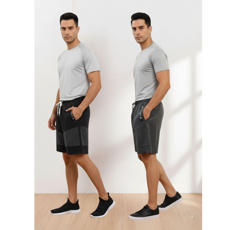 PACK 2 SHORT BERMUDA DEPORTIVO LISO HOMBRE BOLSILLOS CIERRE A559 - 2