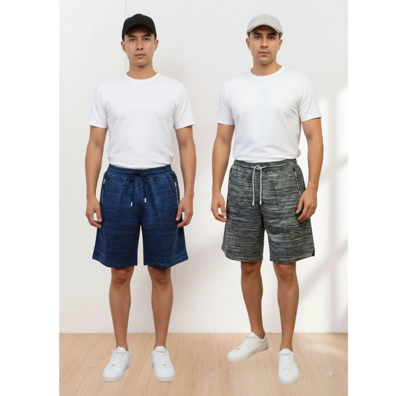 PACK 2 SHORT BERMUDA JASPEADO DEPORTIVO HOMBRE BOLSILLOS CIERRE A557 - 1