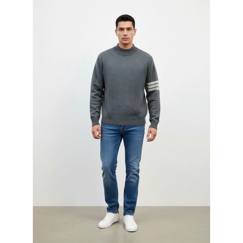 SWEATER HOMBRE CUELLO ALTO TEJIDO MANGA LARGA LISO 1375 - 2