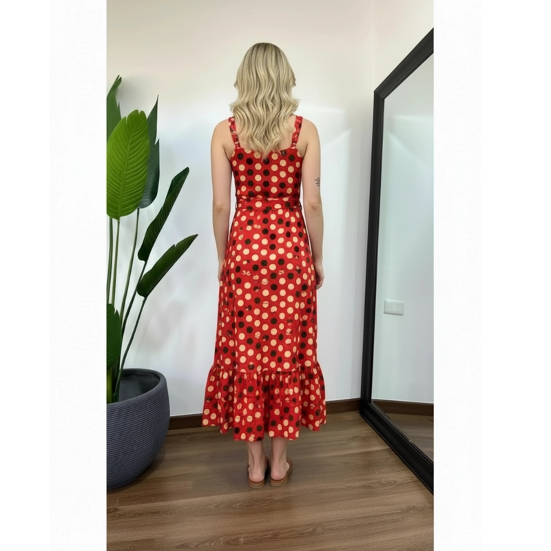 VESTIDO LARGO CON PUNTOS MUJER VERANO PABILOS CON CINTURON A1091 - 3