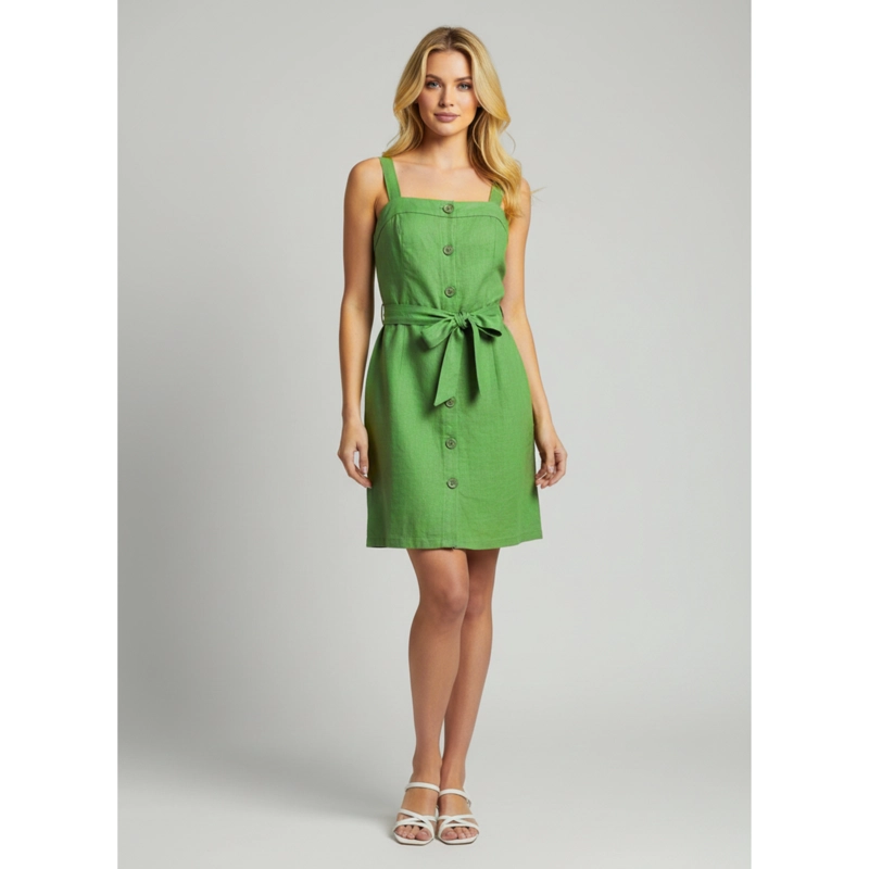 VESTIDO CORTO MUJER VERANO STRAPLESS PABILOS CON CINTURON A881 - 2