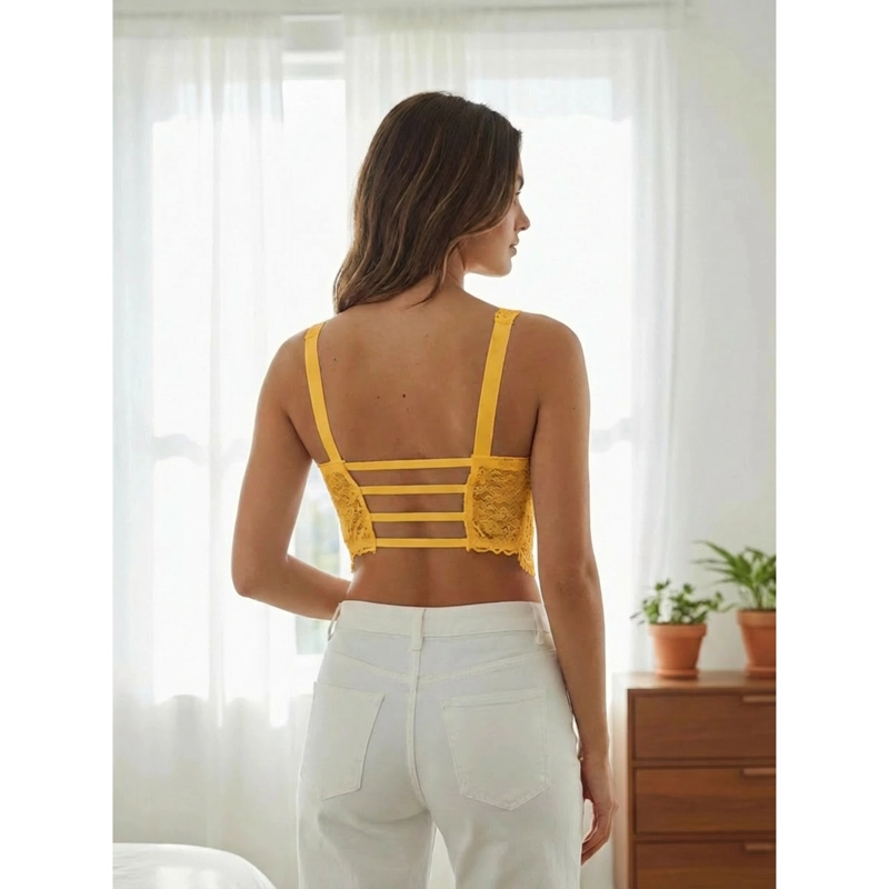 BRALET MUJER SOSTE N PETO SUJETADOR ENCAJE MACRAME  ESPALDA ELASTICADA 530 - 2