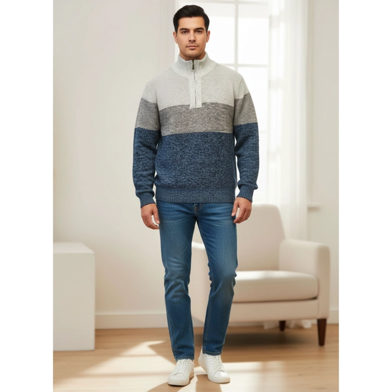 CHALECO SWEATER FRISADO HOMBRE CUELLO ALTO MEDIO CIERRE COLORES 2096 - 1