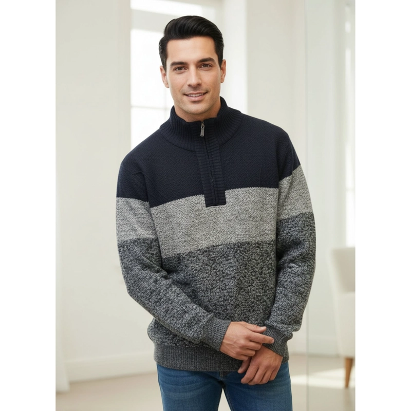 CHALECO SWEATER FRISADO HOMBRE CUELLO ALTO MEDIO CIERRE COLORES 2096 - 2