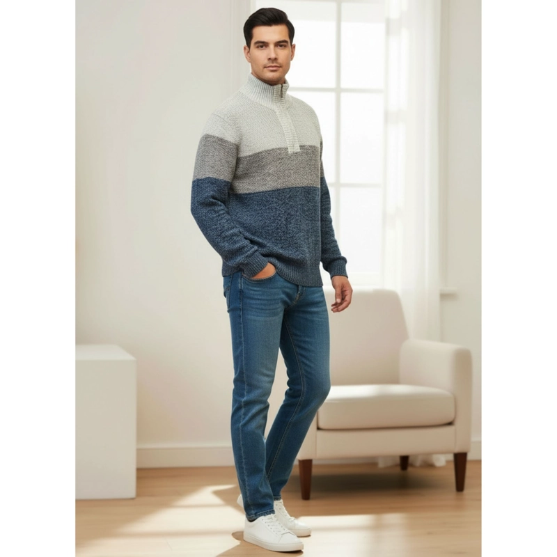 CHALECO SWEATER FRISADO HOMBRE CUELLO ALTO MEDIO CIERRE COLORES 2096 - 2