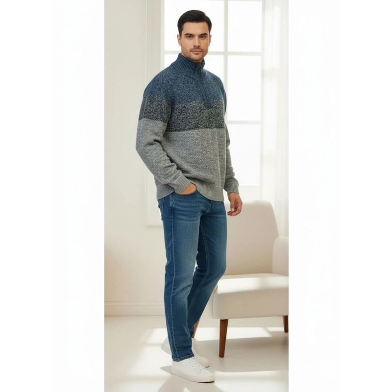 CHALECO SWEATER FRISADO HOMBRE CUELLO ALTO MEDIO CIERRE COLORES 2096 - 2