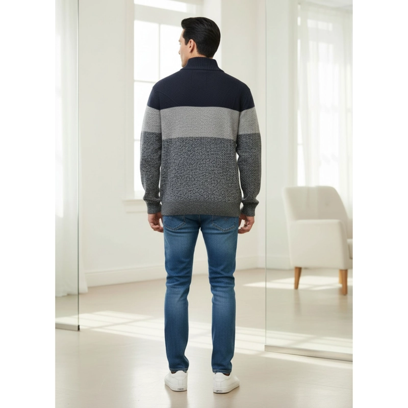 CHALECO SWEATER FRISADO HOMBRE CUELLO ALTO MEDIO CIERRE COLORES 2096 - 3