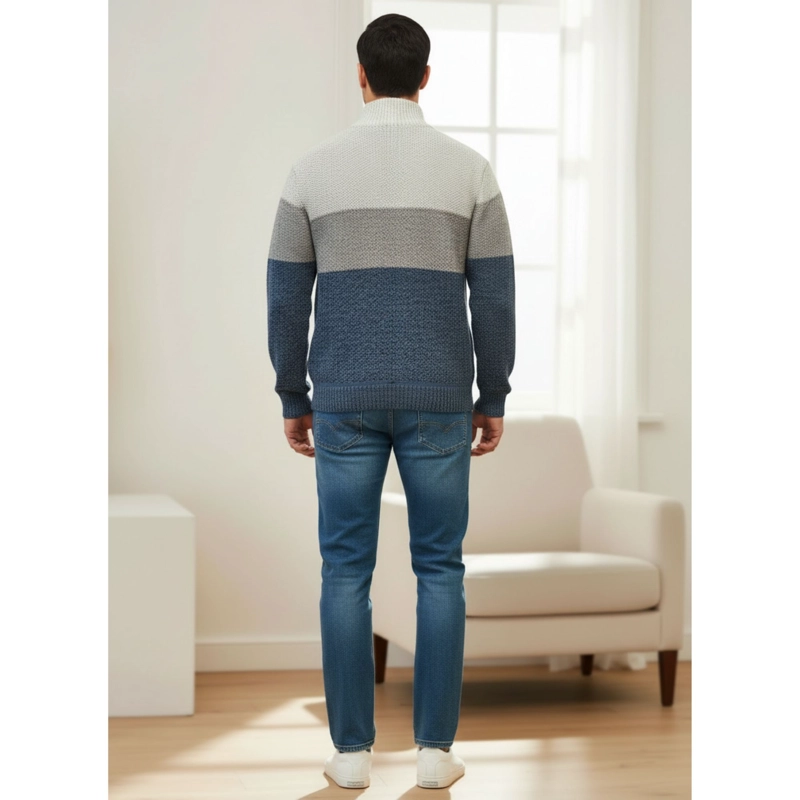CHALECO SWEATER FRISADO HOMBRE CUELLO ALTO MEDIO CIERRE COLORES 2096 - 3