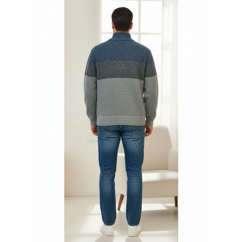 CHALECO SWEATER FRISADO HOMBRE CUELLO ALTO MEDIO CIERRE COLORES 2096 - 3