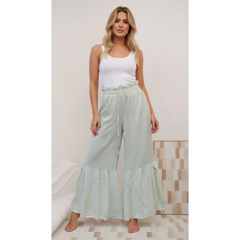 PANTALON PALAZZO MUJER LIVIANO CON VUELOS EXCELENTE CALIDAD 2605 - 1